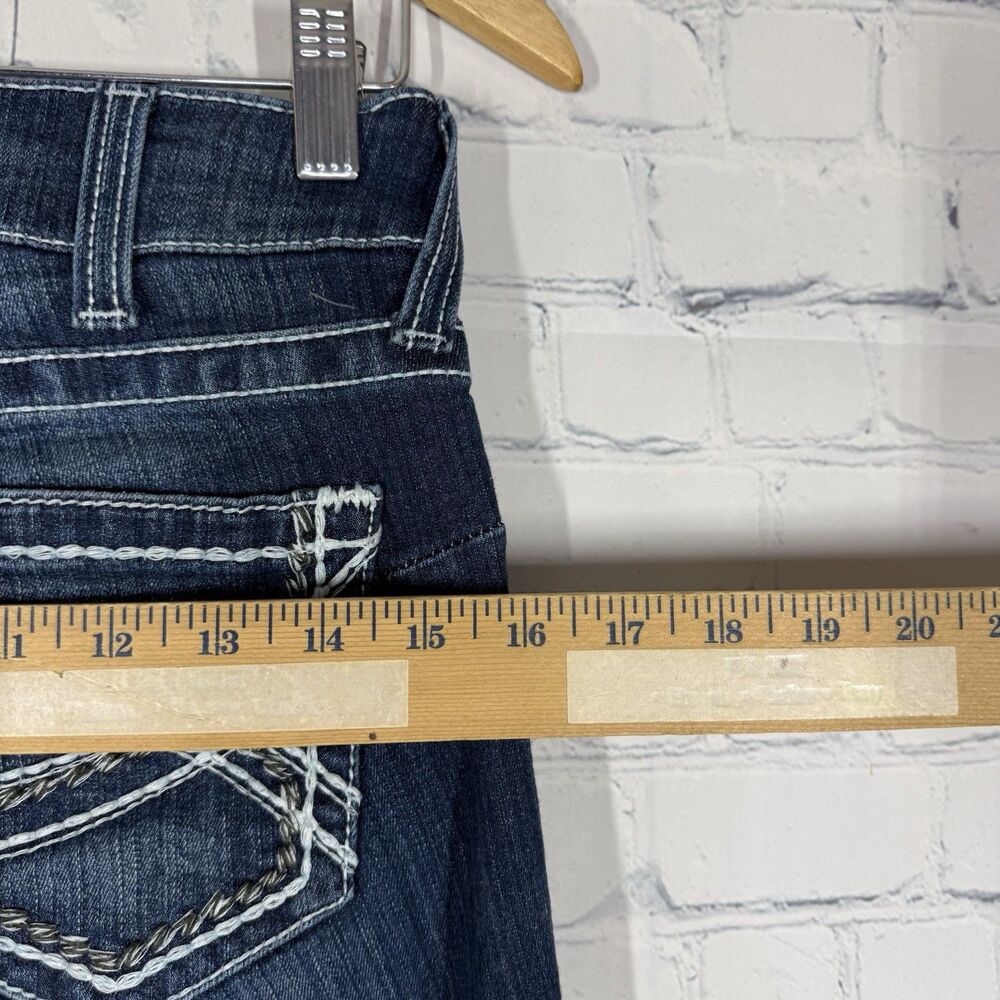 Ariat Real Denim Jeans 26 R Blue Western Cowgirl Low Rise Straight Waistband - Picture 10 of 15
